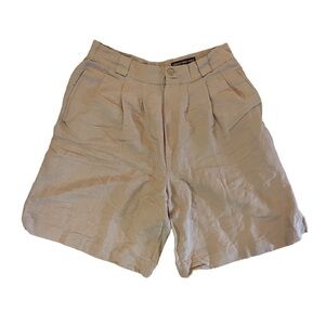 𝅺VTG Linen Blend High Waisted Shorts S Beige Wardrobe Essentials Safari Neutral
